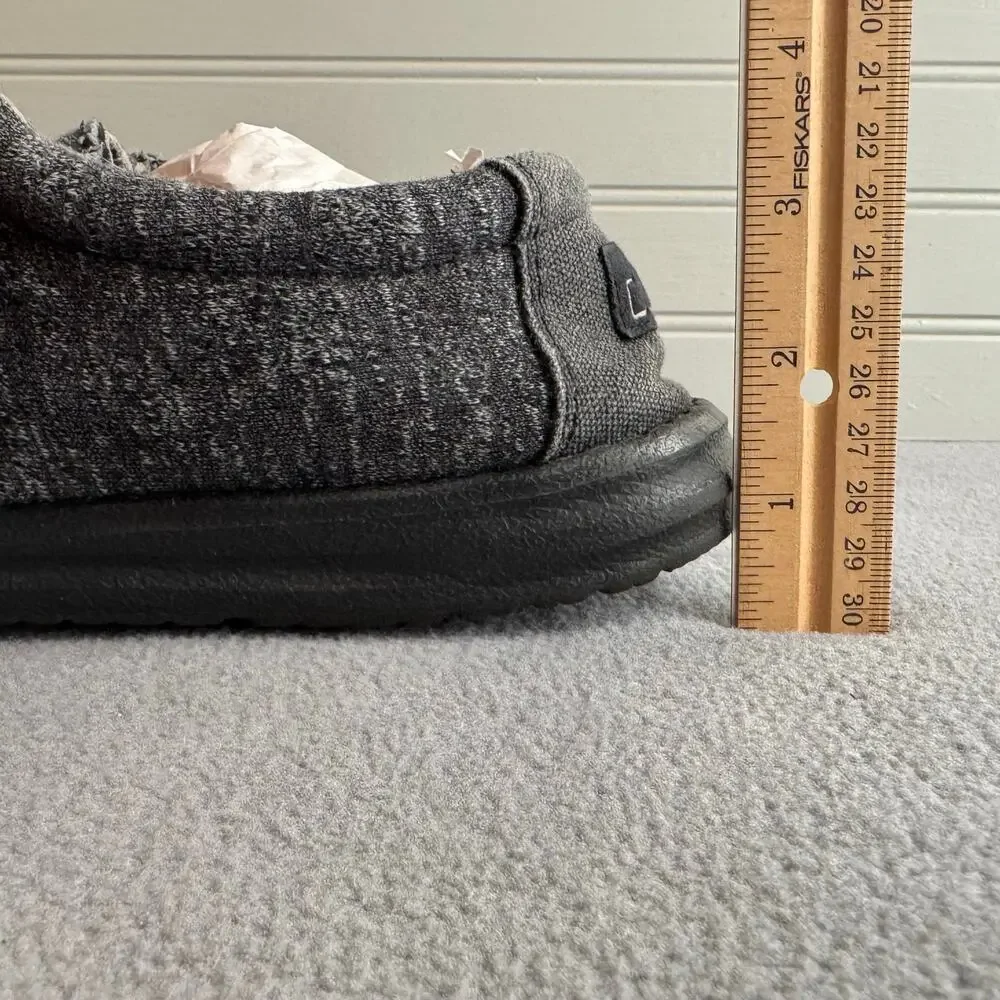 Hey Dude Wally B Stretch Mens 8 Black Melange Slip On‎ Comfort Casual